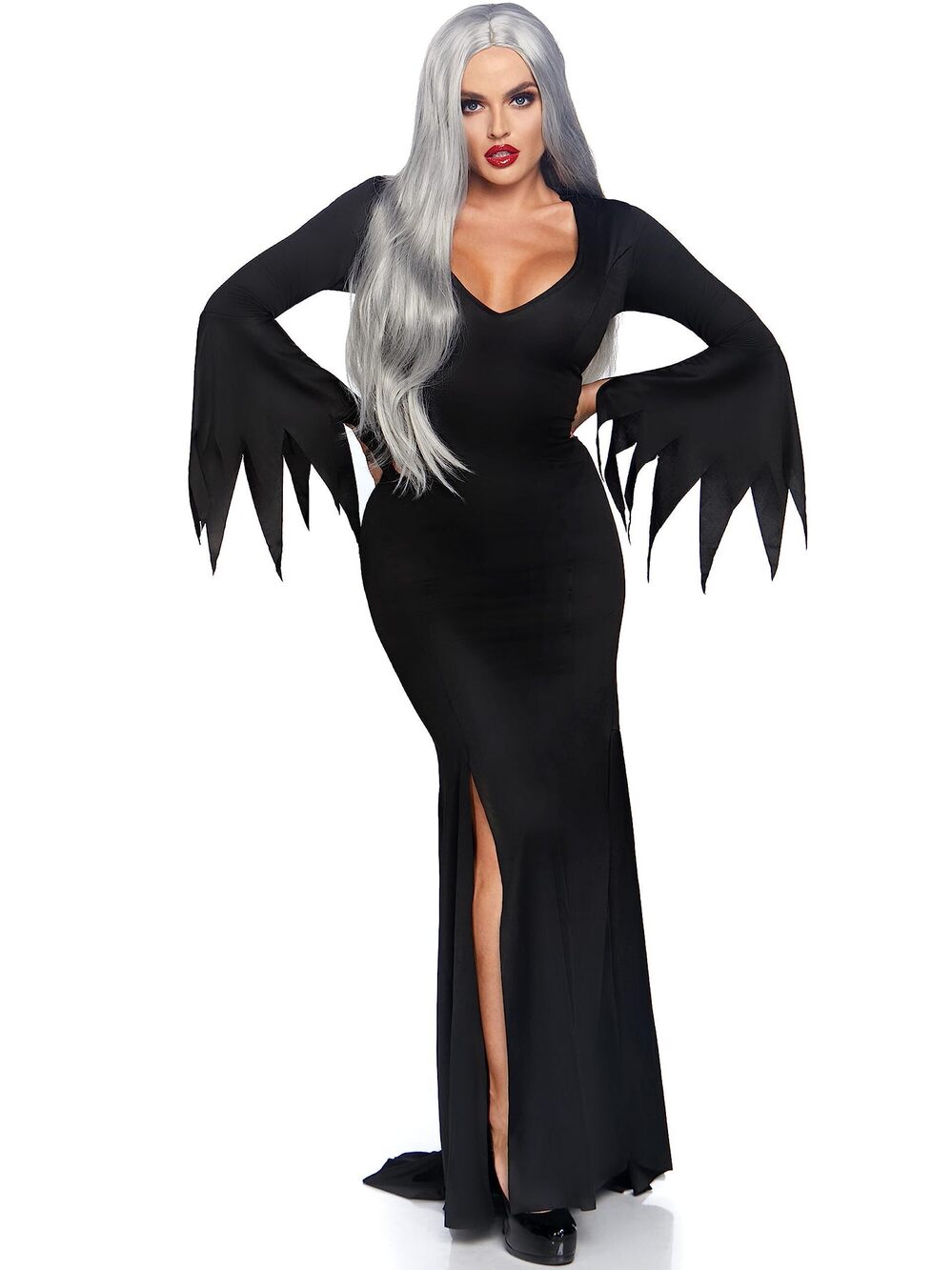6100 Floor Length Gothic Dress Witch Costume, Black, SML/MED